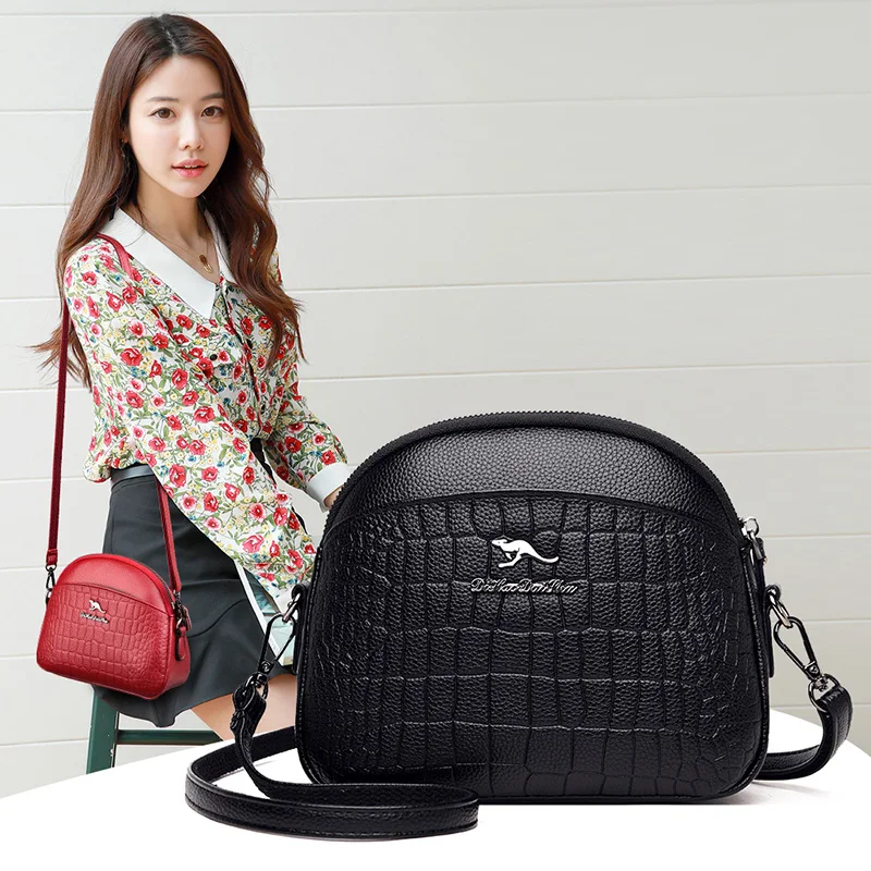 

New Stone Pattern Small Round Bags Women High Quality PU Leather Shoulder Messenger Bags Designer Casual Purses And Handbags