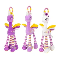 baby toys long legged unicorns plush toys hanging bell colorful standing flying horse comforting handbell with teether and bell