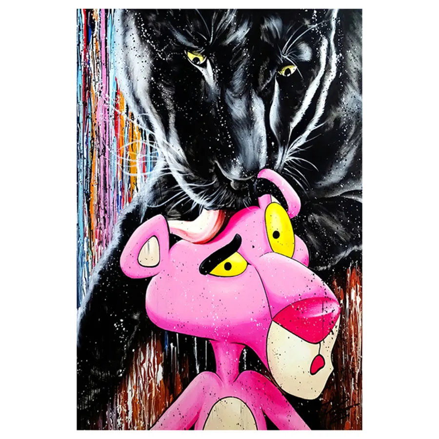 

Cartoon Pink Leopard,Diamond painting,5D DIY,Graffiti ,Full Round Diamond Embroidery Mosaic black Leopard Kids Room Decor
