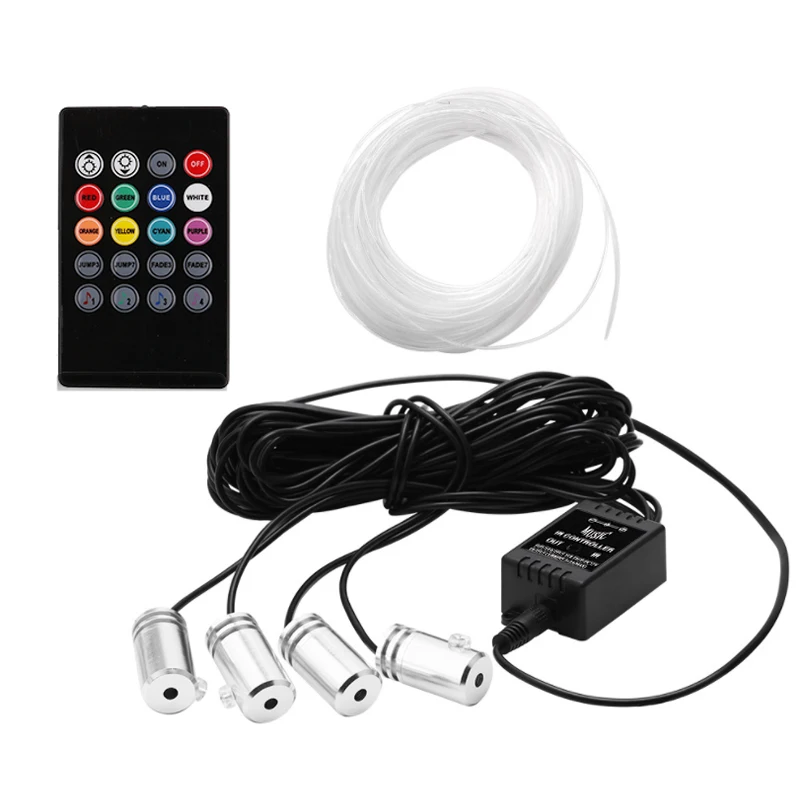 

Набор для создания атмосферного освещения салона автомобиля, 6 в 1, RGB, оптоволоконные ленты, сделай сам, освещение через приложение, музыка, о...