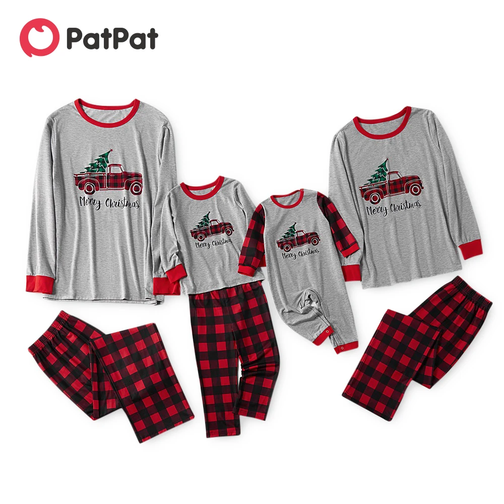 

PatPat Family Look Party Pajama Sets Positioning print Matching Pajamas Trucks with Tree Christmas Family Matching Pajamas Sets