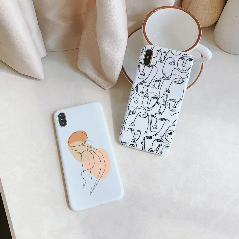 Funny Abstract Women Face Line Sort Phone Case For iPhone 12 13 mini 11 Pro Max SE 2020 6s 7 8 Plus X XR XS Max Silicone Cover