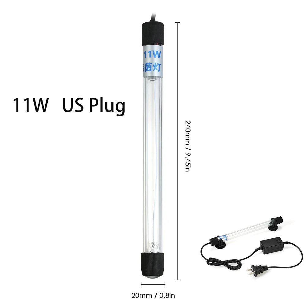 11W US Plug Аквариумный светильник светодиодный водонепроницаемый светильник для аквариума Подводные водонепроницаемые лампы для растений УФ-лампа погружной стерилизатор дезинфекция - Цвет: 11W US Plug