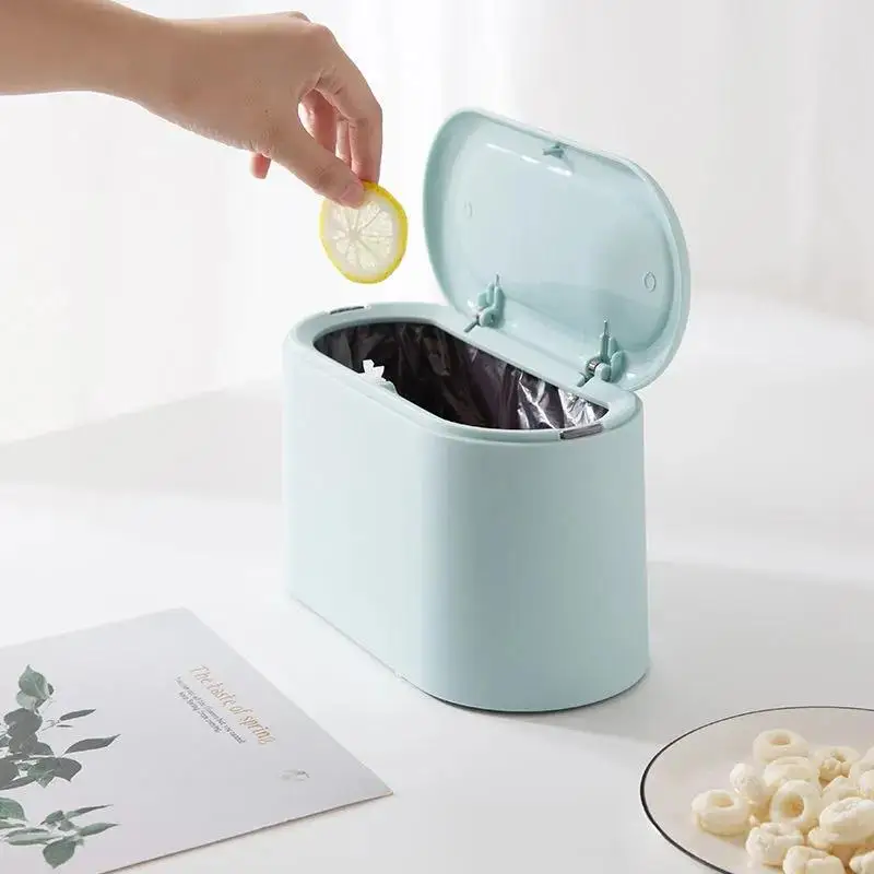 

Press Office Living Room Bathroom Desktop Trash Can with Lid Mini Trash Can with Lid Creative Coffee Table Cute