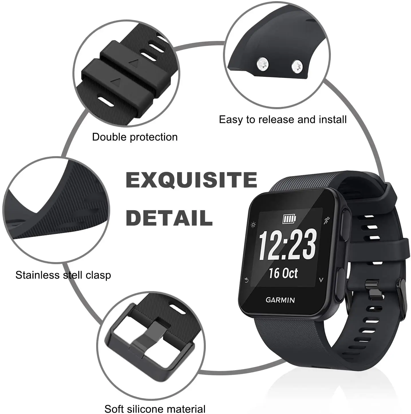 Силиконовый ремешок для наручных часов Garmin Forerunner 35/Bring S10 сменный спортивный