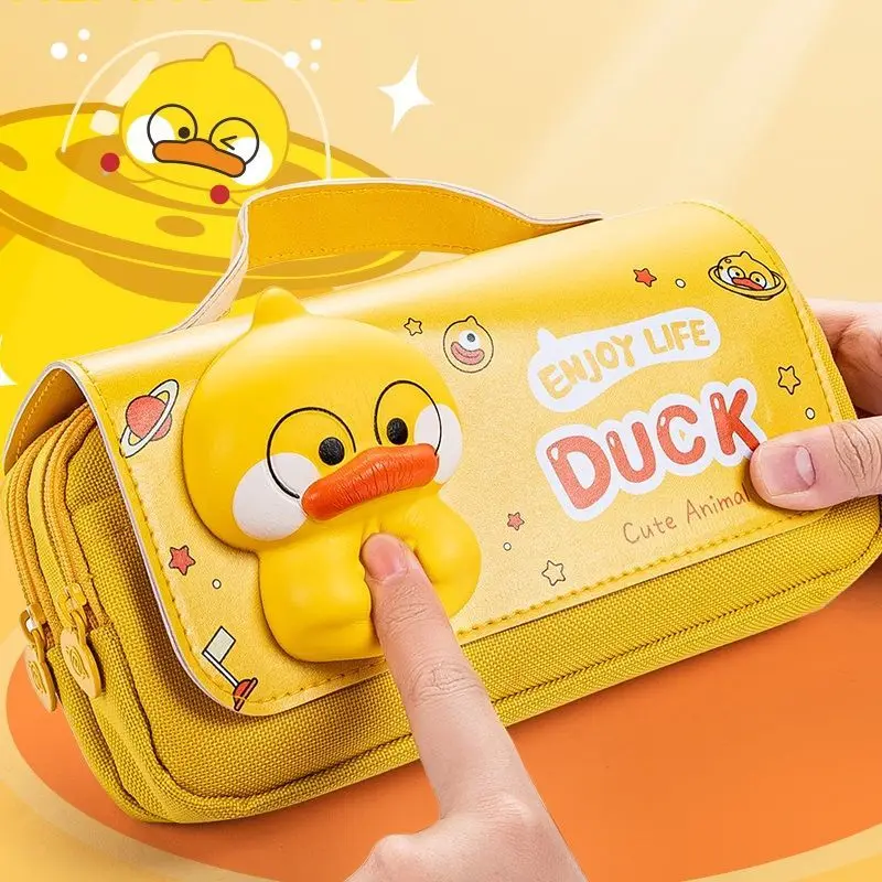 

Портативные пеналы для карандашей, пеналы с изображением утки, школьные принадлежности, Женский офисный пенал с изображением животных, Выс...