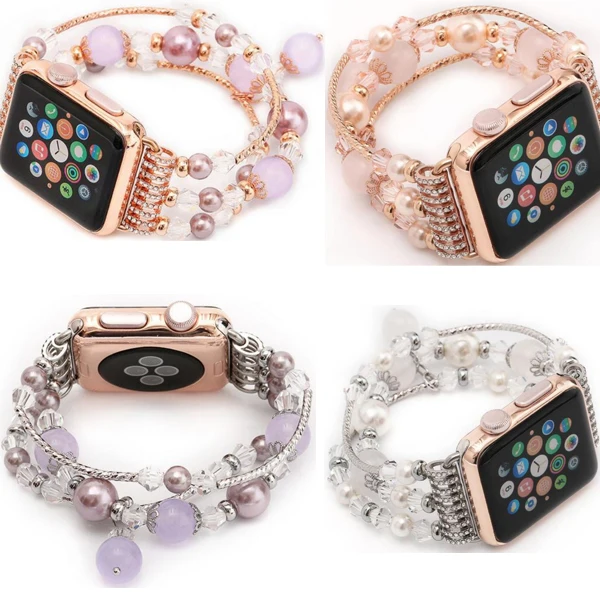 

jewlry Women Agate Bracelet for Apple Watch strap 45mm 41 se series 3 42 38 for iWatch band Series 7 6 5 4 40 44mm WristBand