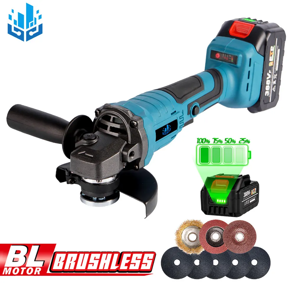 

800W 125mm Brushless Cordless Impact Angle Grinder DIY Cutting Machine Polisher Woodworking Power Tool For 18V Makita Battery
