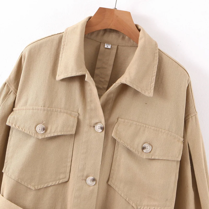 Стильный шикарный хаки галстук ремень куртки Женская мода отложной воротник