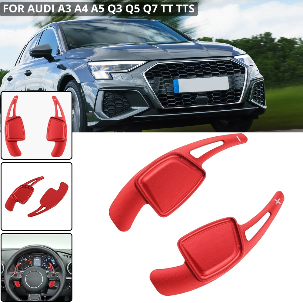 

Steering Wheel Paddle Shifter Extension For Audi A3 A4 B9 A5 Q3 Q5 SQ5 Q7 SQ7 TT TTS SQ2 2017 2018 2019 2020 2021 Red