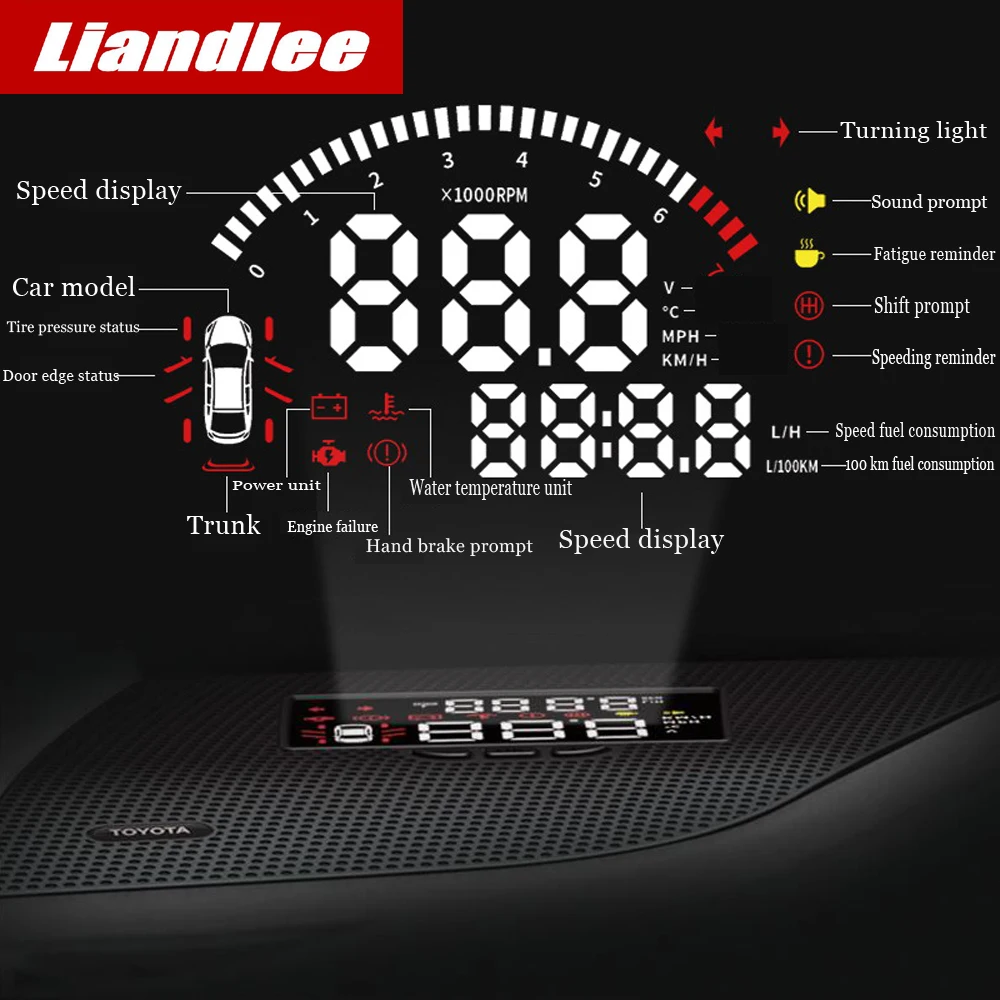 Liandlee автомобильный HUD Дисплей для Toyota Prado~ безопасный экран для вождения полнофункциональный БД проектор лобовое стекло