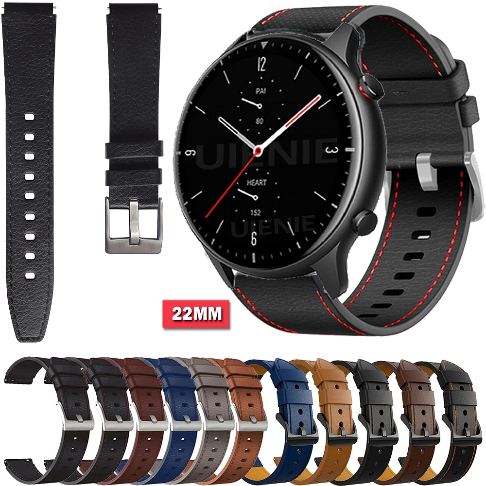

Leather Watch Band Strap for Huami Amazfit GTR 2 2e 47mm Bracelet 22mm Watchband for Amazfit GTR2 Pace Stratos 3 2 2s correa