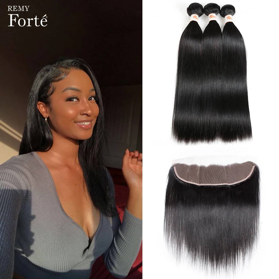 Remy Forte 30 Inch Bundles With Closure Straight Hair Bundles With Frontal Remy Brazilian Hair Weave Bundles 3/4 Bundles Hair