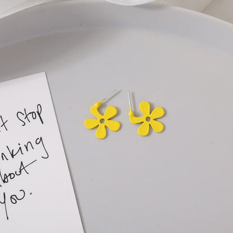 Fashion Korean Style 2020 Yellow White Pink Flower Daisy Elegant Stud Earrings Girl's Gift Jewelry Ornament Accessories | Украшения и