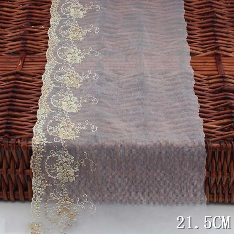 

25 ярдов, вышитая кружевная отделка, Тюлевая сетчатая ткань, лента для бюстгальтера, нижнее белье ручной работы, ткань для шитья, Ширина 21,5 см