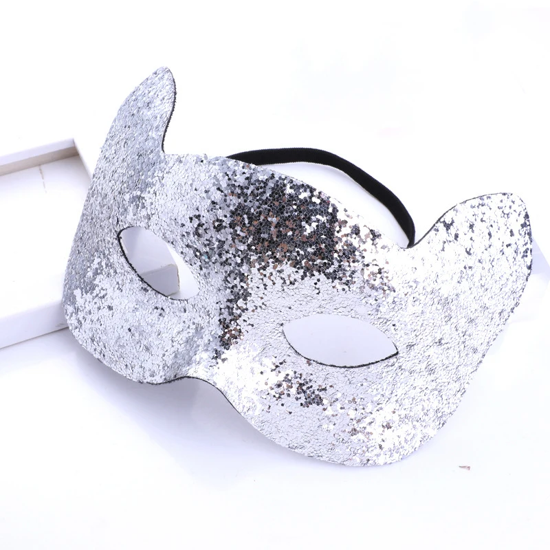 Блестящая маска кошки на половину лица аниме косплей анонимная маски для