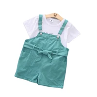 new children fashion clothing summer baby girls cotton t shirt bib shorts 2pcssets kid infant clothes toddler casual tracksuit