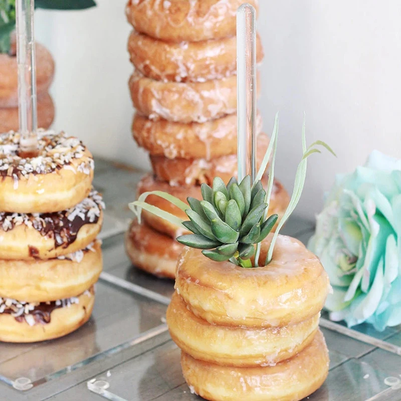 

1pc Acrylic Donut Stands Clear Bagels Holder Doughnut Dessert Stand Table For Wedding Birthday Party Treat Display Decoration