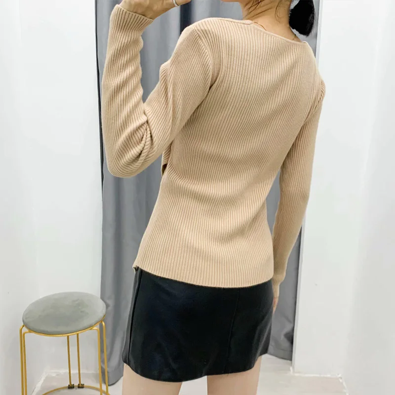 

Korean version of irregular cross V-neck sweater women's pullover bottoming shirt sexy top thin sweater women slim sweater