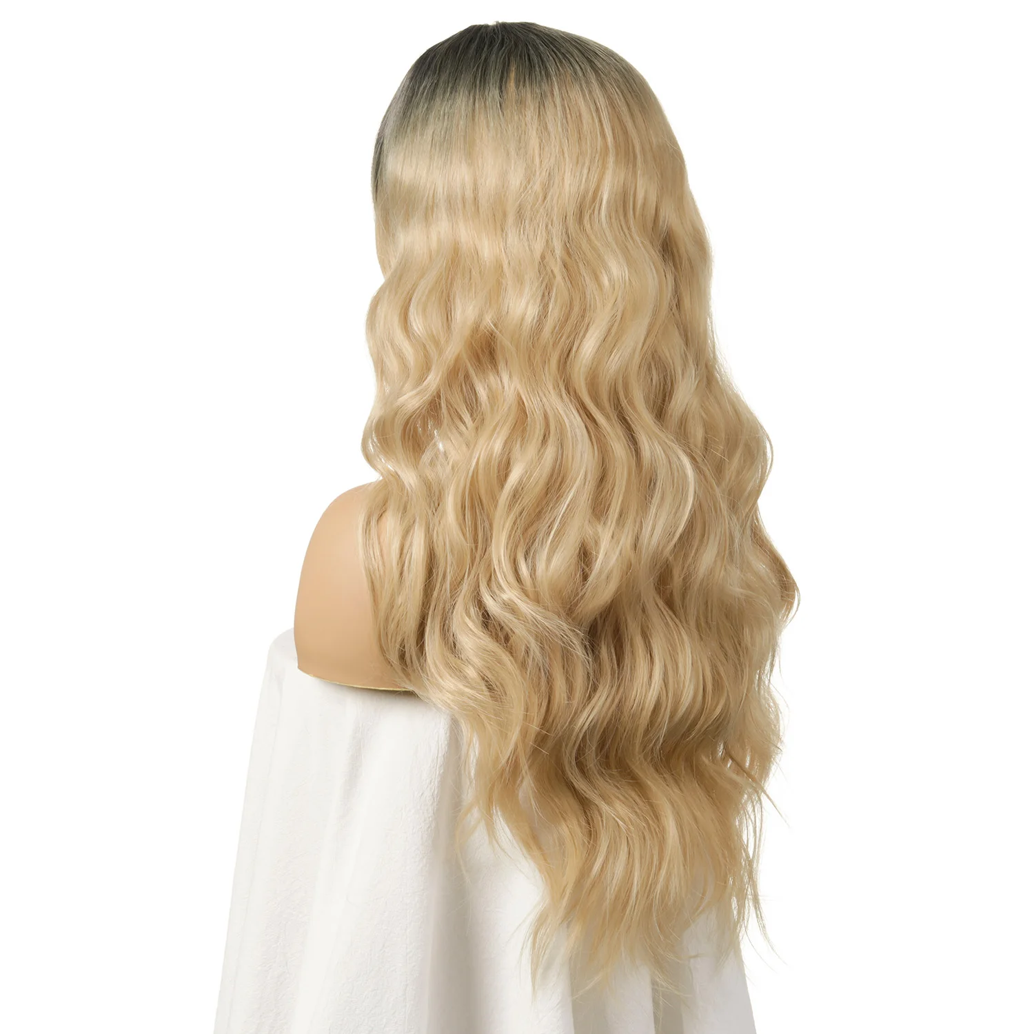 

Synthetic Wigs for Women Ombre Wavy Hair Light Gold Blonde Middle Part Cosplay Long Hair Heat Resistant Fiber Daily Wig