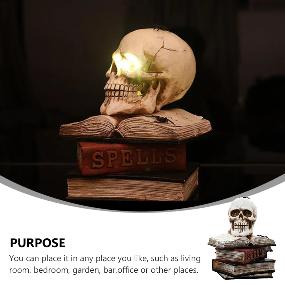 

Skulls On Books Figurine Lighted Adornment Haunted House Decor