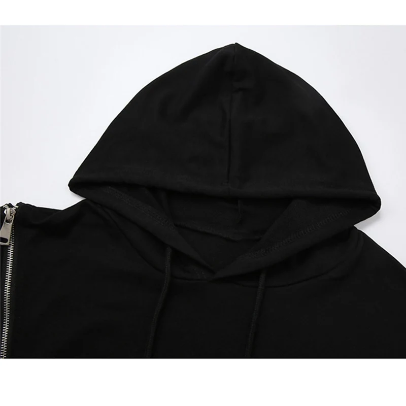 Однотонная Готическая Женская модная Толстовка с длинным рукавом и капюшоном