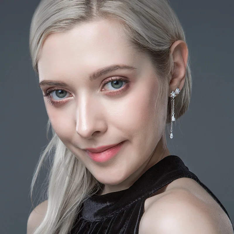 Женские серьги-подвески в виде снежинок с бриллиантами | Украшения и аксессуары