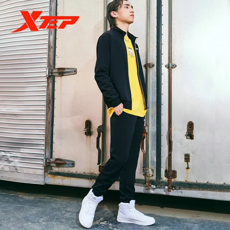 Xtep 2 шт./компл. Мужская спортивная одежда зима весна сохраняющая тепло толстовка