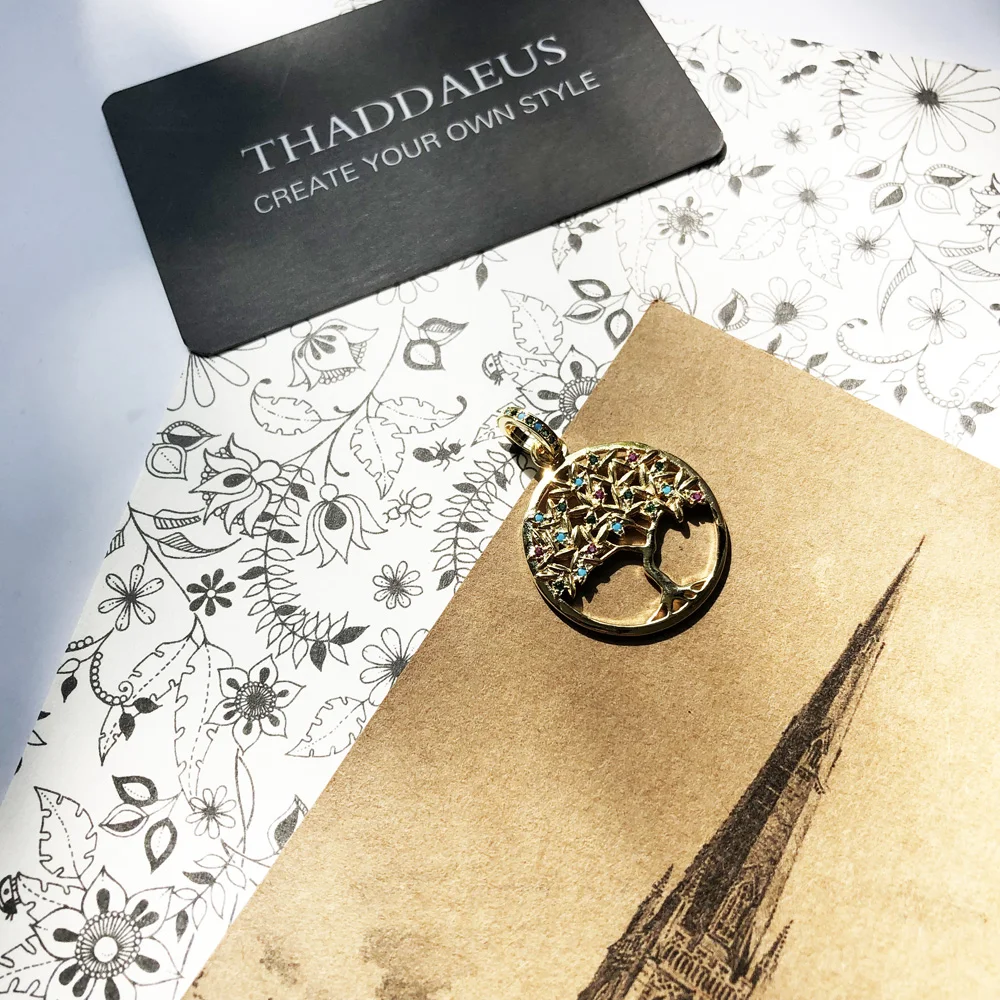 

Pendant Colorful Golden Tree,2020 New Fashion 925 Sterling Silver Jewelry Europe Style Romantic Accessories Gift For Woman