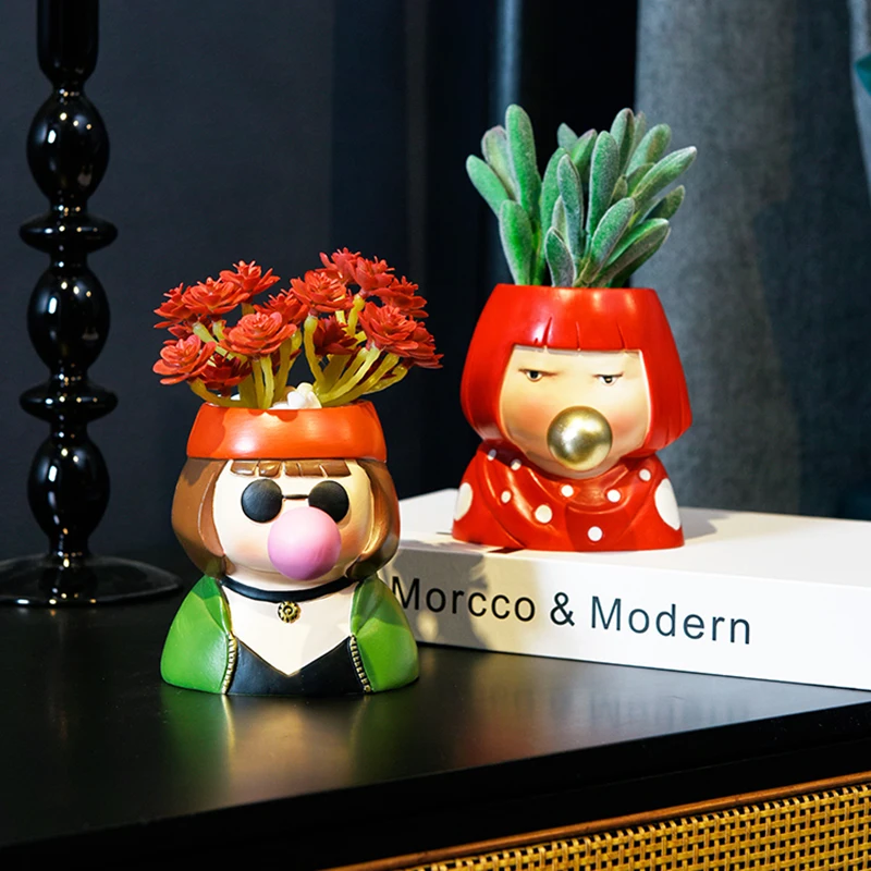 

Garden Simulation Flowerpot Modern Minimalist Character Decoration Desktop Succulents Potted Flower Arrangement Home Decoration