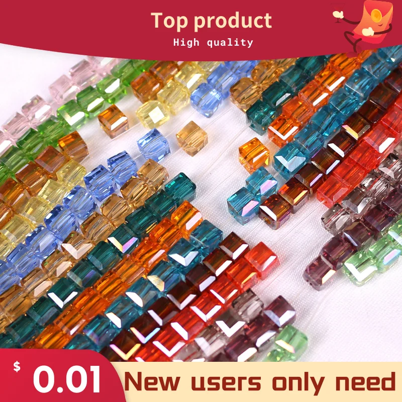 

ZHUBI Crystal Cube Beads Spacer DIY Making Jewelry 2/3/4/6/8/10MM Loose Faceted Glass Square Beads For Needlework Accessories