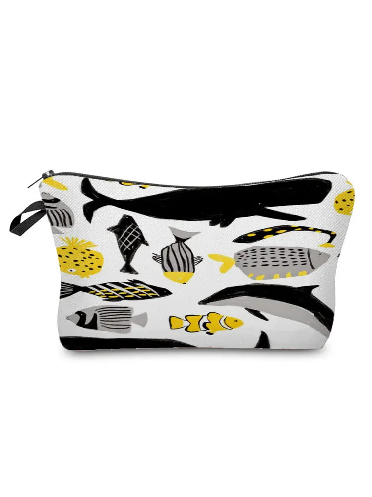 

Fashion Printed Fish Cosmetics Organizer Bag Portable Women's Makeup Bag Waterproof Storage Bags for Women Small Pencil Cases