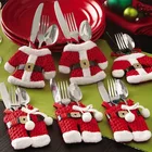 6 шт. рождественские украшения, держатель для столовых приборов с Санта-Клаусом, сумка, подарок на вечерние, Рождественское украшение, рождественские украшения для домашнего стола