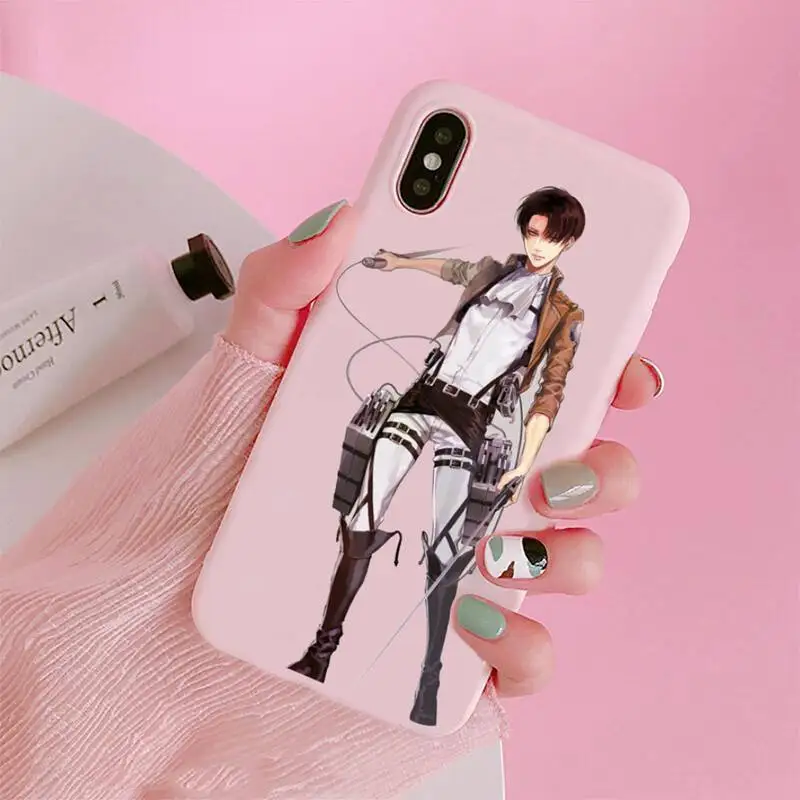 

attack on titan anime Phone Case Candy Color Pink for iPhone 11 pro XS MAX 8 7 6 6S Plus X 5S SE 2020 XR