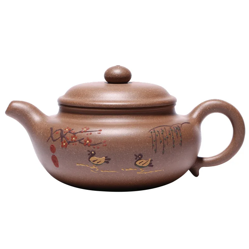 

Yixing original ore section mud purple clay teapot master hand painted mandarin duck antique teapot online mixed batch