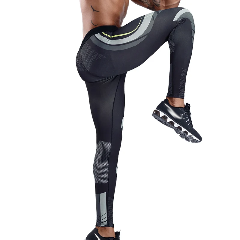 Высокоэластичные мужские Компрессионные Леггинсы с принтом для бега