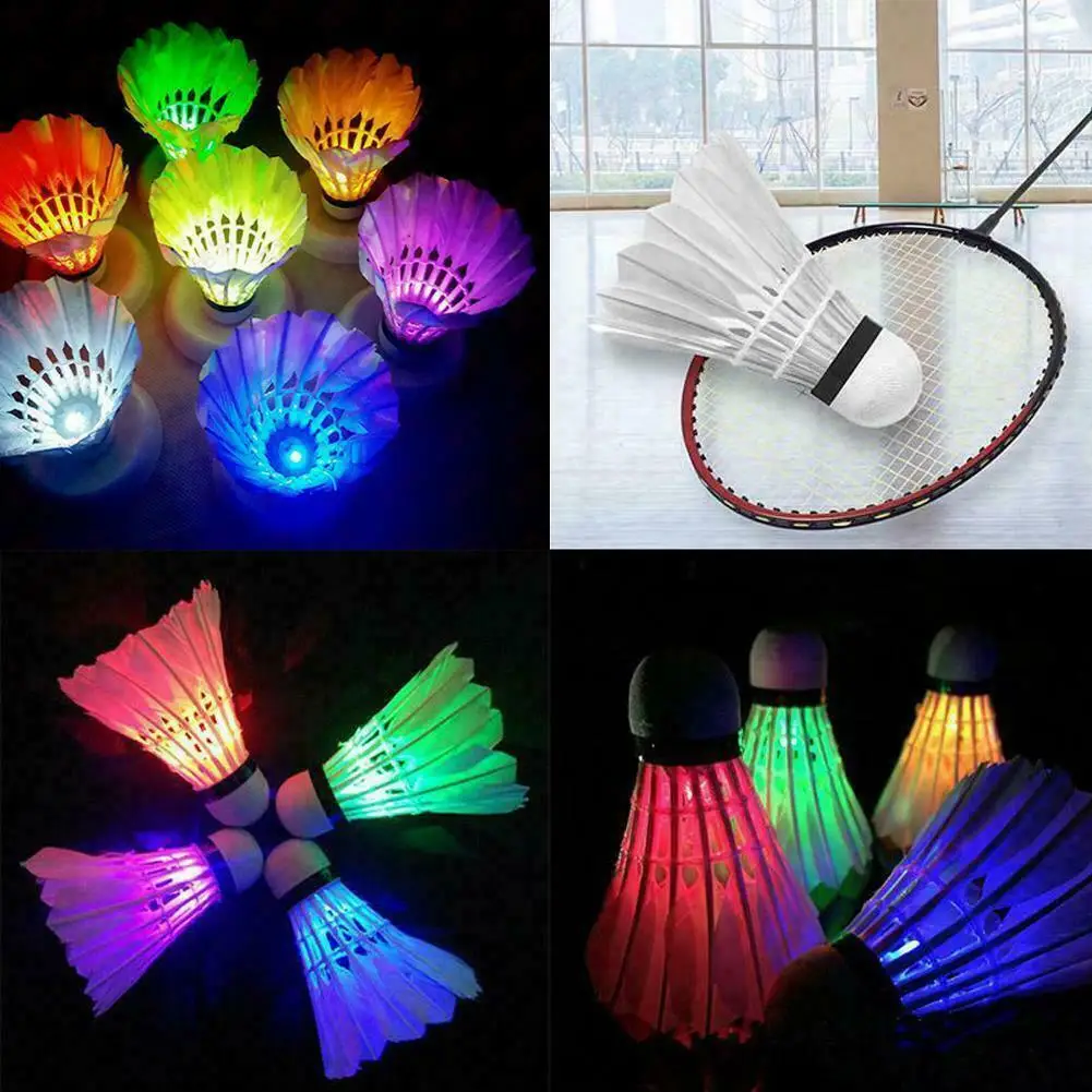 

4Pcs LED Badminton Dark Night Glowing Light Colorful Badminton Outdoor Accessories Lighting Ball Sport Led & Sports Indoor Y8D5