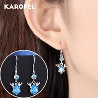 blue water drop gradient zircon rainbow stone fawn stud earrings for women fashion jewelry multicolor crystal christmas earrings