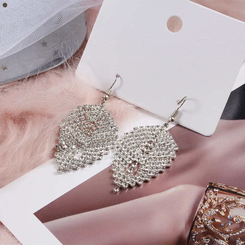 

Leaf Earrings 2021 New Alloy Full Zirconium Forest Super Fairy Hollow Out Korean Temperament Fashion Net Red Ear Accessories