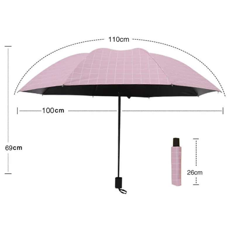 

Umbrella Sunscreen Umbrella Simple Striped Folding Rain and Sun Dual-purpose Umbrella Small Fresh Vinyl Sun Umbrella