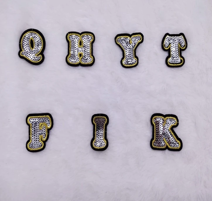 Серебряные буквы блестки патч Алфавит вышитая аппликация Diy буквы наклейки детская одежда шитье/железная нашивка на имя