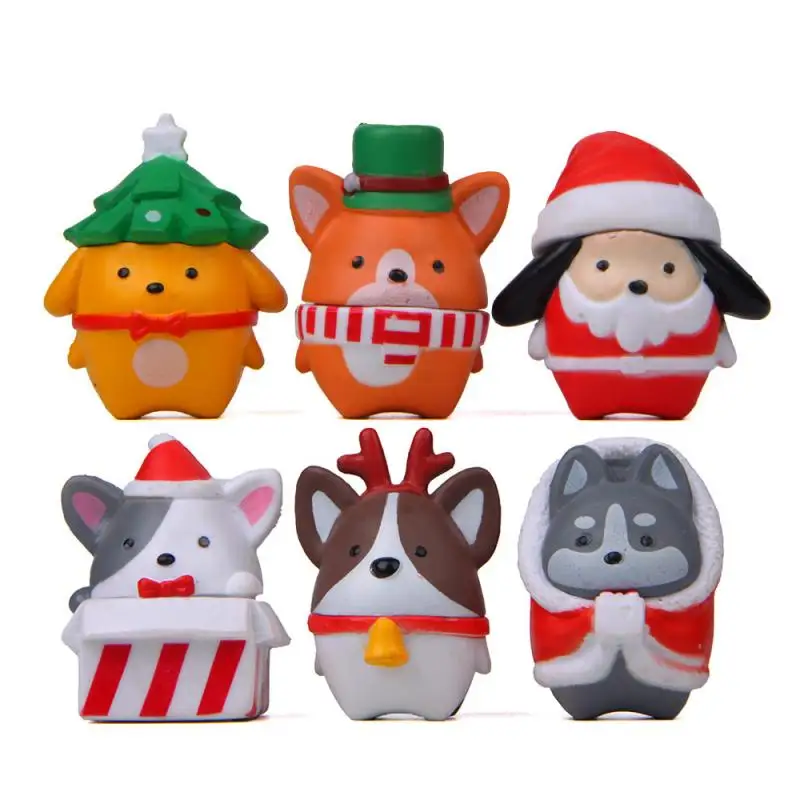 

Christmas Present Figures Kawaii Puppy Holiday Gift Christmas Tree Anime Figure Cute Set of 6 Pvc Material Gifts for Children