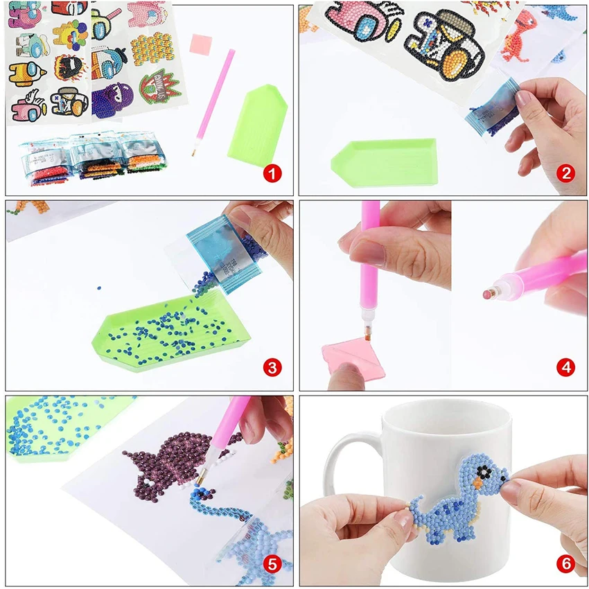 

5D DIY Diamond Painting Stickers Kits for Kids Diamond Art Mosaic Stickers by Numbers Kits Crafts Set Handmade Art Craft Gift
