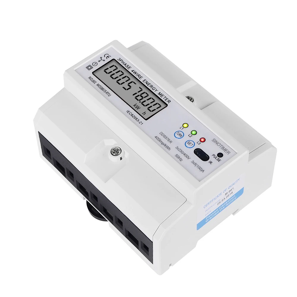 DDS578R 380 В 3 фазы ваттметр Потребляемая мощность Метр Modbus счетчик энергии RS485 100A lcd цифровой 7P din-рейка смарт-кВтч метр