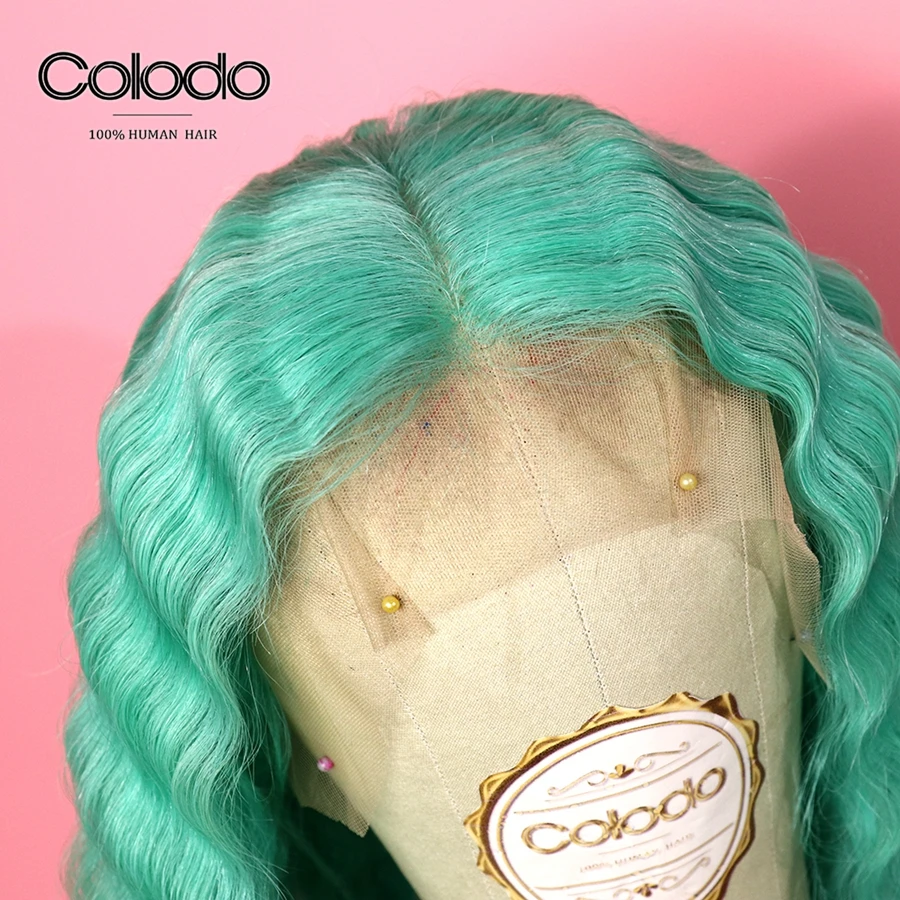 Волосы волнистые COLODO кружевные передние волосы зеленого цвета Remy для женщин |