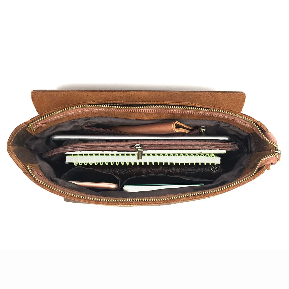 Мужские сумки из натуральной воловьей кожи портфель с клапаном на ремне через