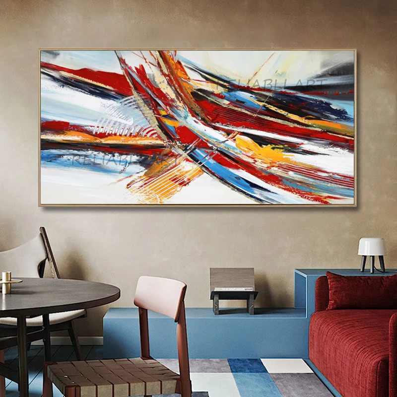 

Abstract Oil Painting Printed on Canvas Modern Home Decor Wall Art for Living Room Colorful City Building Landscape Painting