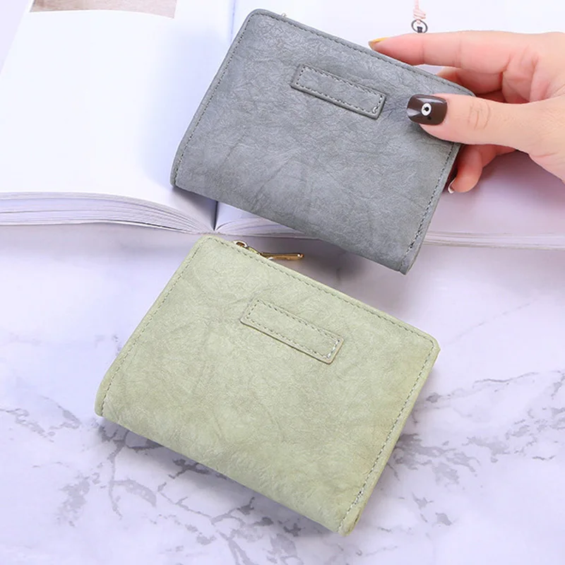 Новинка женский кошелек Одноцветный из искусственной кожи 2 складки на молнии