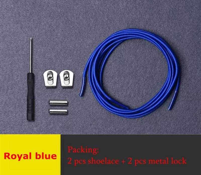 Royal blue 1 пара Новых эластичных шнурков без шнурков, шнурки для обуви, Круглый, для детей и взрослых, быстро фиксирующий башмак, кружевные уличные кроссовки для отдыха, шнурки - Цвет: Royal blue
