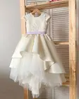 Белые платья для новорожденных, платья для девочек с белыми цветами и розовым узлом, праздничные платья для девочек на заказ